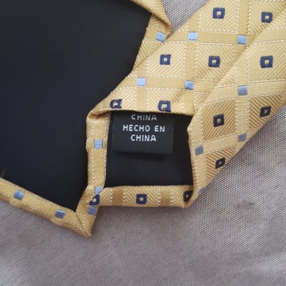 US POLO ASSN | Men's Geometric Neck Tie Blue Yellow - Picture 4 of 7